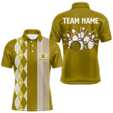 Maxcorners Retro Yellow argyle pattern Bowling shirts For Men custom bowling team jerseys Bowler Outfits MT707