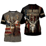 Maxcorners Custom Name Deer Skull Hunting American Flag Patriotic 3D All Over Printed Clothes