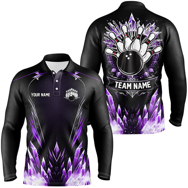 Maxcorners Icy Purple Bowling Jersey Customized Name, Team Name 3D Shirt Unisex