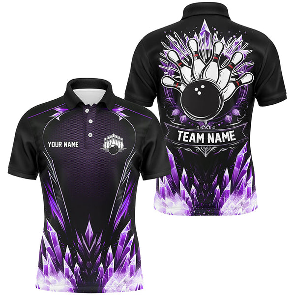 Maxcorners Icy Purple Bowling Jersey Customized Name, Team Name 3D Shirt Unisex