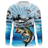 Maxcorners Personalized Largemouth Bass Fishing Jerseys blue Long Sleeve Fishing Shirts, Bass fishing jerseys MT2108
