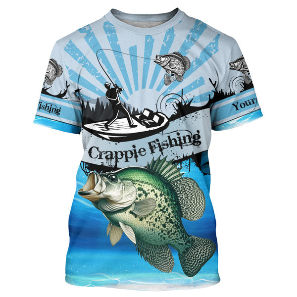 Maxcorners Personalized Crappie Fishing Jerseys blue Long Sleeve Fishing Shirts, Crappie fishing jerseys MT2108