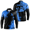 Maxcorners Black And Blue Retro Mens Bowling Polo, Quarter Zip Shirts Custom Team Bowling Jerseys Mens And Women Outfit