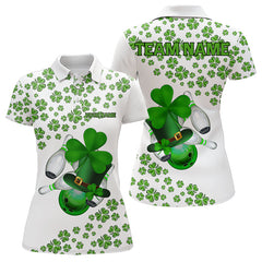 Maxcorners Green Shamrock Bowling Shirts For Men And Women Custom St Patrick Day White Team League Bowling Jerseys