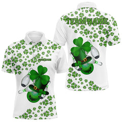Maxcorners Green Shamrock Bowling Shirts For Men And Women Custom St Patrick Day White Team League Bowling Jerseys