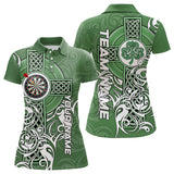 Maxcorners Green Irish Tribal Cross St Patrick'S Day Mens Darts Shirts Custom Lucky Darts Team Jerseys