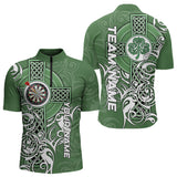 Maxcorners Green Irish Tribal Cross St Patrick'S Day Mens Darts Shirts Custom Lucky Darts Team Jerseys