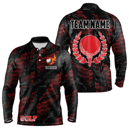 Maxcorners Black and Red Camo Golf Polo Shirts For Men Custom mens golf outfit team golf shirts