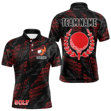 Maxcorners Black and Red Camo Golf Polo Shirts For Men Custom mens golf outfit team golf shirts