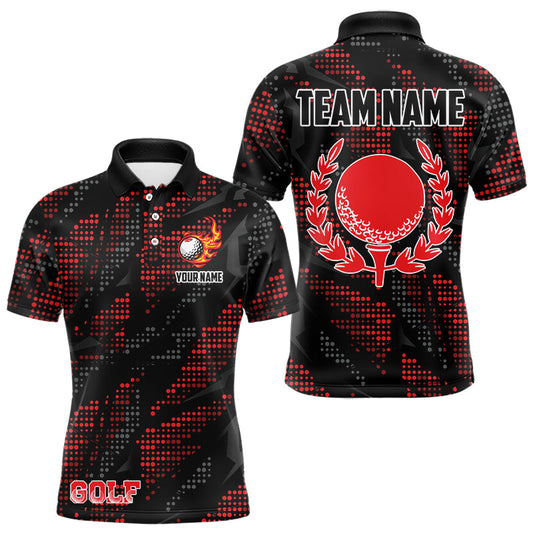 Maxcorners Black and Red Camo Golf Polo Shirts For Men Custom mens golf outfit team golf shirts