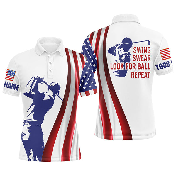 Maxcorner Customized Name American Flag Patriotic Golf 3D Polo Shirt