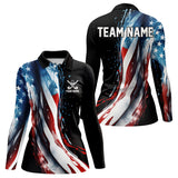 Maxcorners American flag Black Men golf polo shirts Custom team patriotic golf top for mens