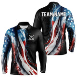 Maxcorners American flag Black Men golf polo shirts Custom team patriotic golf top for mens