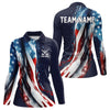 Maxcorners American flag Navy Blue Men golf polo shirts Custom team patriotic golf top for mens