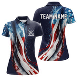 Maxcorners American flag Navy Blue Men golf polo shirts Custom team patriotic golf top for mens