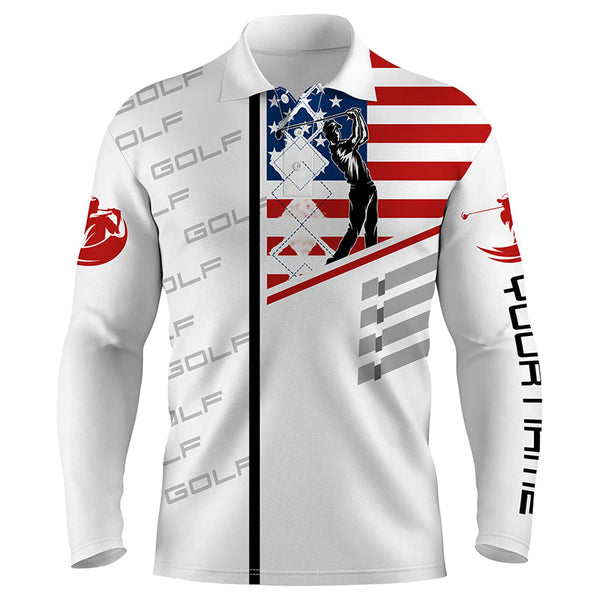 Maxcorner Customized Name American Flag Patriotic Golf 3D Polo Shirt