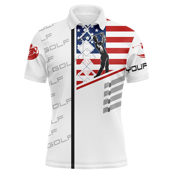 Maxcorner Customized Name American Flag Patriotic Golf 3D Polo Shirt