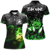 Maxcorners Ball Flame Skull  Bowling Jersey Customized Name, Team Name 3D Polo Shirt