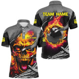 Maxcorners Flame Skull  Bowling Jersey Customized Name, Team Name 3D Polo Shirt