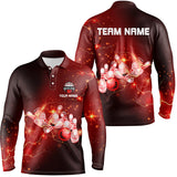 Maxcorners Red Flashes Of Lightning Thunder Bowling Customized Name And Team Name 3D Shirt