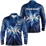 Maxcorners Blue Lightning Thunder Bowling Customized Name And Team Name 3D Shirt