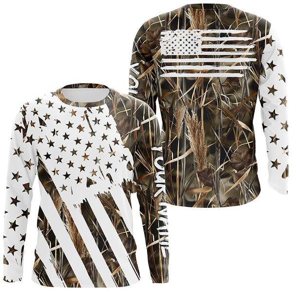 Maxcorners American flag camo fishing personalized patriotic UV Protection camouflage Fishing jerseys MT2108
