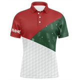 Maxcorners Red, White and Green Christmas pattern Mens golf polo shirt custom Christmas golf outfits for mens