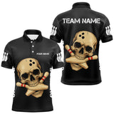 Maxcorners Personalized Skull Bowling Shirts For Men Custom Team's Name Skull Bowler Jerseys | Black MT1511