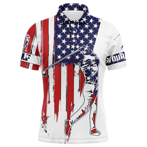 Maxcorner Customized Name American Flag Golf 3D Polo Shirt