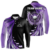 Maxcorners Black And Purple Golf Ball Wings Mens Golf Polo Shirts Custom Golf Attire For Men Golfer Gifts