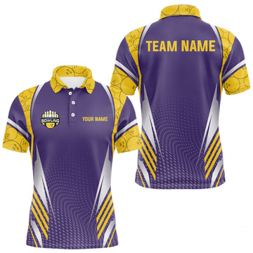 Maxcorners Purple And Yellow Custom bowling shirts for men, Personalized bowling outfit men team bowling jersey LM1501