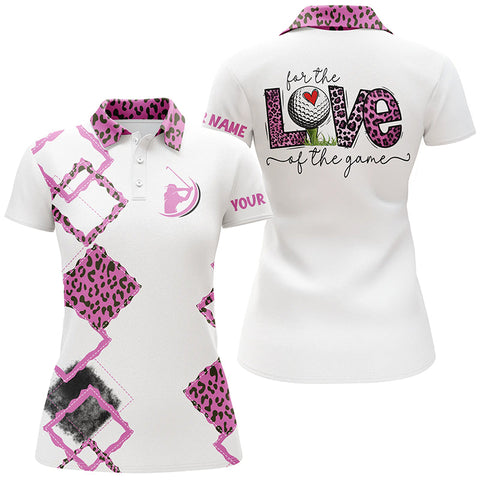 Max Corners The Love Of The Game Pink Leopard Golf Customized Name 3D Golf Polo Shirt For Women