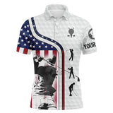 Maxcorner Customized Name American Flag Patriotic Golf 3D Polo Shirt