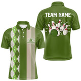 Maxcorners Retro Green argyle pattern Bowling shirts For Men custom bowling team jerseys Bowler Outfits TU2606