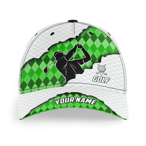 Maxcorners Green argyle pattern white golf ball skin Golfer hat custom golf sun hats for men, women