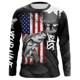 Maxcorners American Flag Bass Fishing Custom long sleeve performance Fishing Shirts, Bass fishing jerseys MT2108