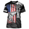 Maxcorners American Flag Bass Fishing Custom long sleeve performance Fishing Shirts, Bass fishing jerseys MT2108