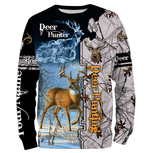 Maxcorners Custom Name Deer Hunting Winter Camo Hunter Legend 3D All Over Printed Clothes