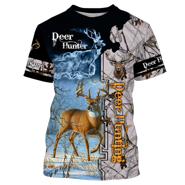 Maxcorners Custom Name Deer Hunting Winter Camo Hunter Legend 3D All Over Printed Clothes