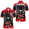Maxcorners Red Flame Mens Bowling Shirts Custom American Flag Eagle Team Bowling Shirts, Gift For Bowlers