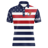 Maxcorners Custom American Flag Golf Polo Shirts For Men, Personalized Patriotic Mens Golf attire NQS MT2108