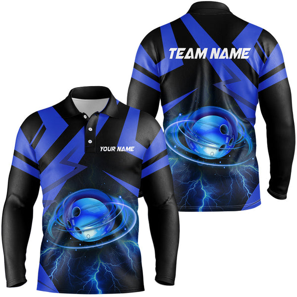 Maxcorners Black And Blue Lightning Thunder Bowling Jersey Customized Name 3D Shirt