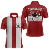 Maxcorners Retro Black and red stripe Bowling shirts For Men custom bowling team jerseys Bowler Outfits MT1511