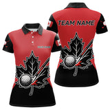 Maxcorners Black and Red maple leaf Mens golf polo shirts custom patriotic Canadian Flag golf attire for mensMT0306