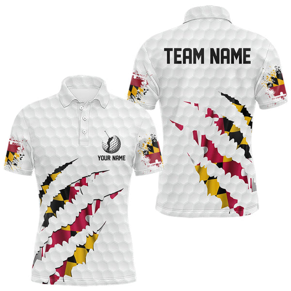 Maxcorners Personalized Maryland Flag Men golf polo shirts, Custom Patriotic Golf Team Shirts For men LM3006