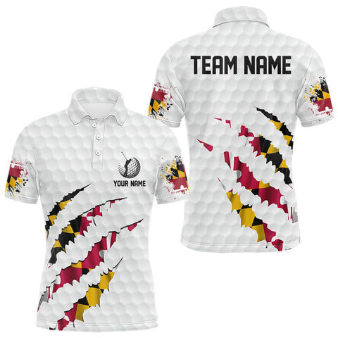 Maxcorners Personalized Maryland Flag Men golf polo shirts, Custom Patriotic Golf Team Shirts For men LM3006