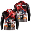 Maxcorners Red Lightning thunder storm American Flag Bowling Shirts For Men Custom Bowling Team League Jerseys LM2007