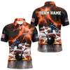 Maxcorners Orange Lightning thunder storm American Flag Bowling Shirt For Men Custom Bowling Team League Jerseys LM2007