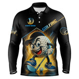 Maxcorners Funny Golf Ball Mens golf polo shirts custom name black golf shirt, best team golf shirts LM2007