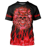 Maxcorners Reaper Skull Fire Halloween Fishing Customize Name 3D Shirts Red